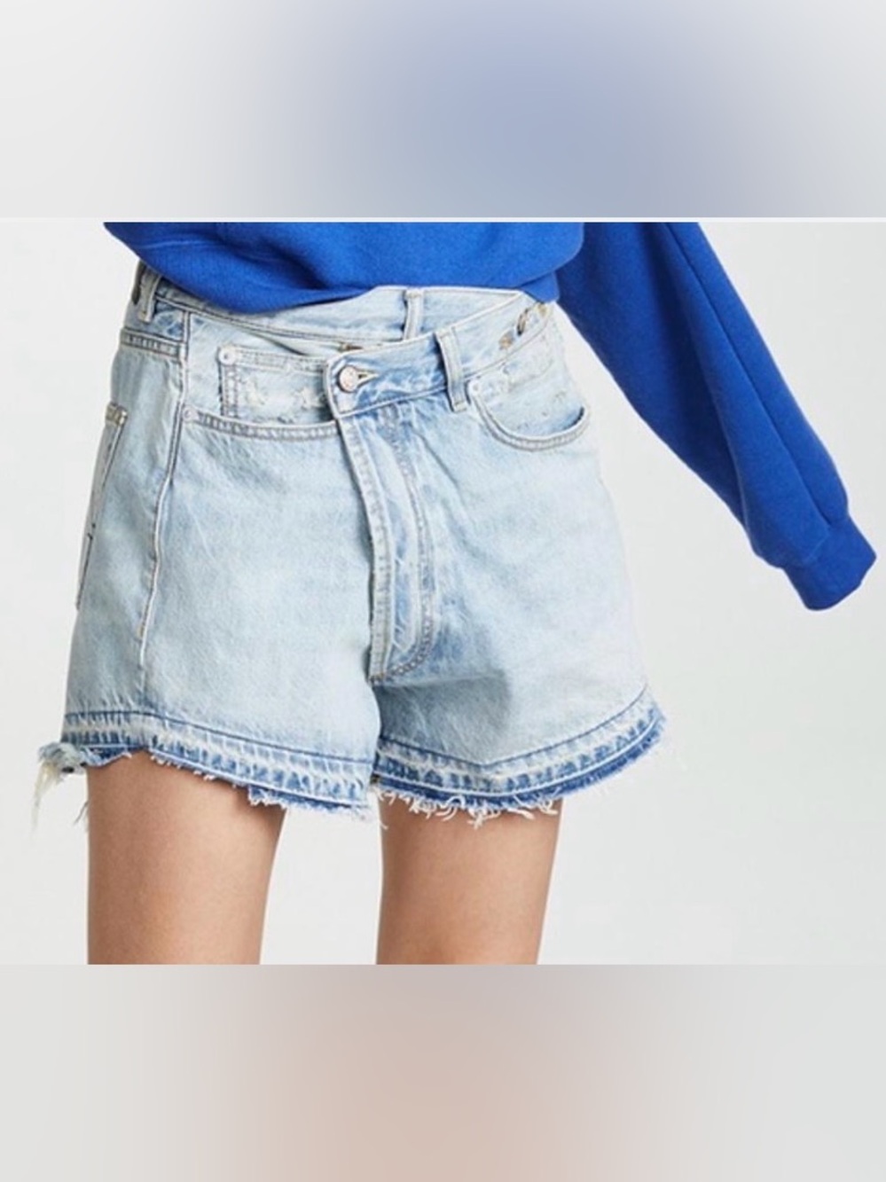 R13 Crossover Shorts Tilly Let Down Hem Denim Size 30 Women’s Blue
